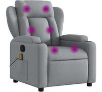 vidaXL Fauteuil de Massage Inclinable, Chaise de Relaxation avec Porte-gobelets, Siège avec Dossier et Accoudoirs Salon, Moderne, Gris Clair Tissu