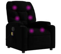 vidaXL Fauteuil de Massage Inclinable, Chaise de Relaxation avec Porte-gobelets, Siège avec Dossier et Accoudoirs Salon, Moderne, Noir Tissu