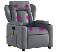 vidaXL Fauteuil de Massage Inclinable, Chaise de Relaxation avec Porte-gobelets, Siège avec Dossier et Accoudoirs Salon, Moderne, Gris Similicuir