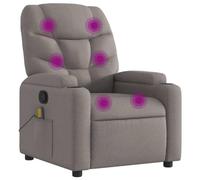 vidaXL Fauteuil de Massage Inclinable, Chaise de Relaxation avec Porte-gobelets, Siège avec Dossier et Accoudoirs Salon, Moderne, Taupe Tissu