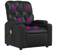 vidaXL Fauteuil de Massage Inclinable, Chaise de Relaxation avec Porte-gobelets, Siège avec Dossier et Accoudoirs Salon, Moderne, Noir Similicuir