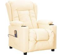 vidaXL Fauteuil de massage inclinable Crème Similicuir Crème G