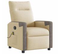 vidaXL Fauteuil de massage inclinable tissu crème