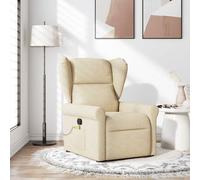 vidaXL Fauteuil de massage inclinable Crème Tissu
