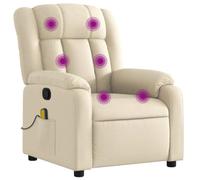 vidaXL Fauteuil de Massage inclinable crème Tissu