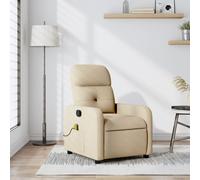vidaXL Fauteuil de massage inclinable – sans adaptateur secteur, avec repose-pieds, tissu crème