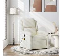 vidaXL Fauteuil de massage inclinable crème velours 371817 Blanc G