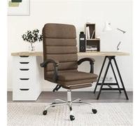 vidaXL Fauteuil de Massage Inclinable de Bureau, Chaise Pivotante avec Dossier et Repose-pied Réglables, Siège de Bureau, Moderne, Marron Tissu G