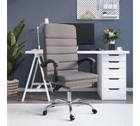 vidaXL Fauteuil de Massage Inclinable de Bureau, Chaise Pivotante avec Dossier et Repose-pied Réglables, Siège de Bureau, Moderne, Taupe Tissu G