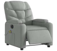vidaXL Fauteuil de Massage Inclinable Électrique, Chaise de Relaxation avec Dossier et Repose-Pied Réglables, Siège de Salon, Moderne, Gris Clair Tissu
