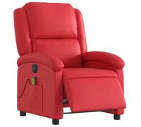 vidaXL Fauteuil de Massage Inclinable Électrique, Chaise de Relaxation avec Dossier et Repose-Pied Réglables, Siège de Salon, Moderne, Rouge Similicuir