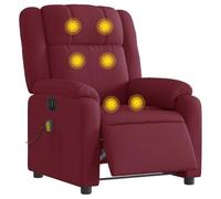 vidaXL Fauteuil de Massage Inclinable Électrique, Chaise de Relaxation avec Dossier et Repose-Pied Réglables, Siège de Salon Salle de Séjour, Moderne, Rouge Bordeaux Tissu