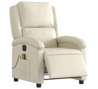 vidaXL Fauteuil de massage inclinable électrique — Dossier et repose‑pied réglables Crème similicuir
