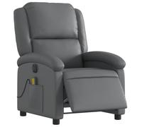 vidaXL Fauteuil de Massage Inclinable Électrique, Chaise de Relaxation avec Dossier et Repose-Pied Réglables, Siège de Salon, Moderne, Gris Similicuir