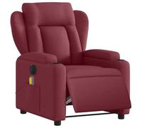 vidaXL Fauteuil de massage inclinable électrique, dossier & repose-pied réglables, tissu bordeaux