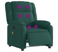 vidaXL Fauteuil de Massage Inclinable Électrique, Chaise de Relaxation avec Dossier et Repose-Pied Réglables, Siège de Salon Salle de Séjour, Moderne, Vert Foncé Tissu