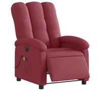 vidaXL Fauteuil de Massage Inclinable Électrique, Chaise de Relaxation avec Dossier et Repose-Pied Réglables, Siège de Salon, Moderne, Rouge Bordeaux Tissu