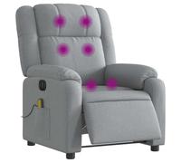 vidaXL Fauteuil de Massage Inclinable Électrique, Chaise de Relaxation avec Dossier et Repose-Pied Réglables, Siège de Salon Salle de Séjour, Moderne, Gris Clair Tissu