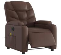 vidaXL Fauteuil de Massage Inclinable Électrique, Chaise de Relaxation avec Dossier et Repose-Pied Réglables, Siège de Salon, Moderne, Marron Similicuir