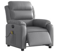 vidaXL Fauteuil de massage inclinable électrique, similicuir gris, dossier et accoudoirs