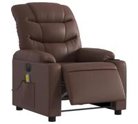 vidaXL Fauteuil de Massage Inclinable Électrique, Chaise de Relaxation avec Dossier, Siège avec Accoudoirs Salon, Moderne, Marron Similicuir