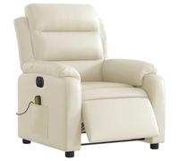 vidaXL Fauteuil de massage inclinable électrique – Dossier et accoudoirs – Similicuir crème