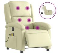 vidaXL Fauteuil de massage, relaxation électrique echt leer crème Beige G