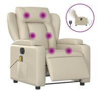vidaXL Fauteuil de massage inclinable électrique crème similicuir 3204538 Beige G
