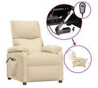 Vidaxl Fauteuil De Massage Inclinable Électrique Crème Tissu