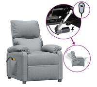 Vidaxl Fauteuil De Massage Inclinable Électrique Gris Clair Tissu Gris
