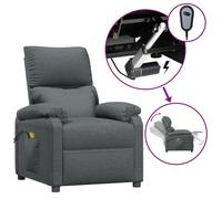 Vidaxl Fauteuil De Massage Inclinable Électrique Gris Foncé Tissu