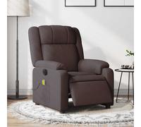 Vidaxl Fauteuil De Massage Inclinable Électrique Marron Foncé Tissu Marron