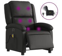 Vidaxl Fauteuil De Massage Inclinable Électrique Noir Cuir Véritable Noir