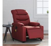 vidaXL Fauteuil de Massage Inclinable Électrique, Chaise de Relaxation avec Dossier, Siège avec Accoudoirs Salon, Moderne, Rouge Bordeaux