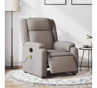 Vidaxl Fauteuil De Massage Inclinable Électrique Taupe Tissu Gris