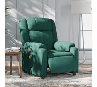 vidaXL Fauteuil de Massage Inclinable Électrique, Chaise de Relaxation avec Dossier et Repose-Pied Réglables, Siège de Salon Salle de Séjour, Moderne, Vert Foncé Tissu