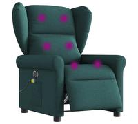 Vidaxl Fauteuil De Massage Inclinable Électrique Vert Foncé Tissu Vert