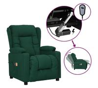 Vidaxl Fauteuil De Massage Inclinable Électrique Vert Foncé Tissu Vert