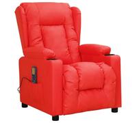 vidaXL Fauteuil de Massage Inclinable Fauteuil Electrique Salon Salle de Séjour Intérieur Dossier et Repose-Pied Réglables Rouge Similicuir