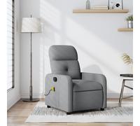 vidaXL Fauteuil de massage inclinable Repose-pieds, dossier et accoudoirs moderne, tissu gris clair