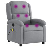 vidaXL Fauteuil de massage inclinable avec dossier et repose‑pied, gris clair tissu