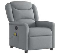 vidaXL Fauteuil de Massage inclinable Gris Clair Tissu, Fauteuil de Massage, Fauteuil, Fauteuil canapé, Fauteuil de Bureau de Massage