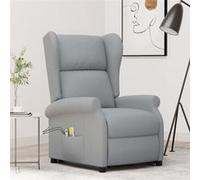 vidaXL Fauteuil de massage inclinable Gris clair Tissu Gris G