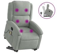 Vidaxl Fauteuil De Massage Inclinable Gris Clair Velours Gris