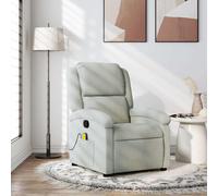 Fauteuil de Massage Inclinable, Chaise de Relaxation avec Dossier et Repose-Pied, Siège Inclinable, Fauteuil TV, Moderne, Gris Clair Velours