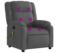 vidaXL Fauteuil de massage inclinable, électrique, dossier & repose-pied réglables, gris foncé tissu