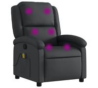 Vidaxl Fauteuil De Massage Inclinable Noir Cuir Véritable Noir