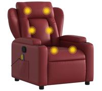 vidaXL Fauteuil de massage inclinable - Porte-gobelets, accoudoirs - Rouge bordeaux Similicuir