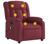 vidaXL Fauteuil de massage inclinable – Repose-pieds, dossier et accoudoirs – Tissu rouge bordeaux
