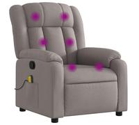 vidaXL Fauteuil de massage inclinable avec repose-pieds, dossier et accoudoirs, taupe tissu